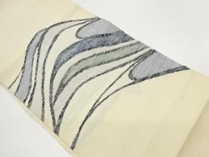 手織り紬曲線模様織出し名古屋帯